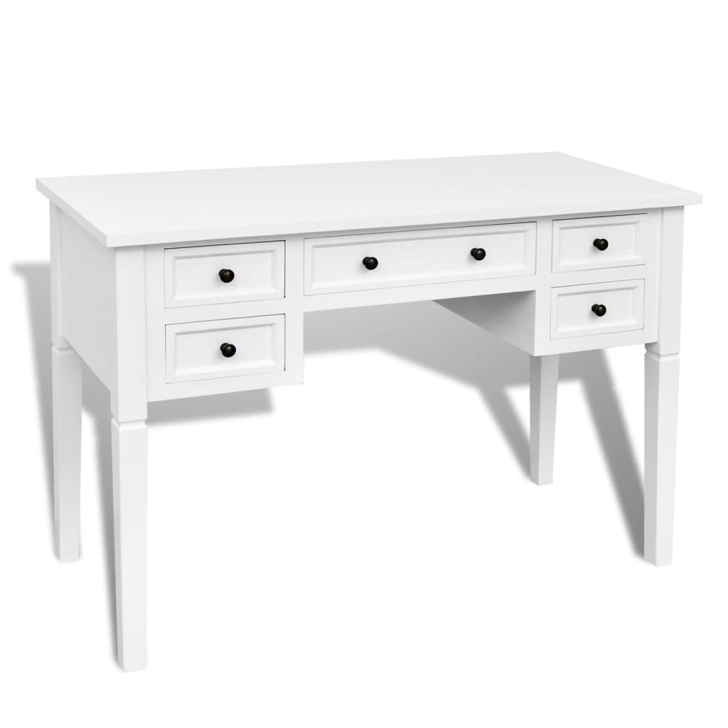VidaXL Schrijftafel met 5 lades wit