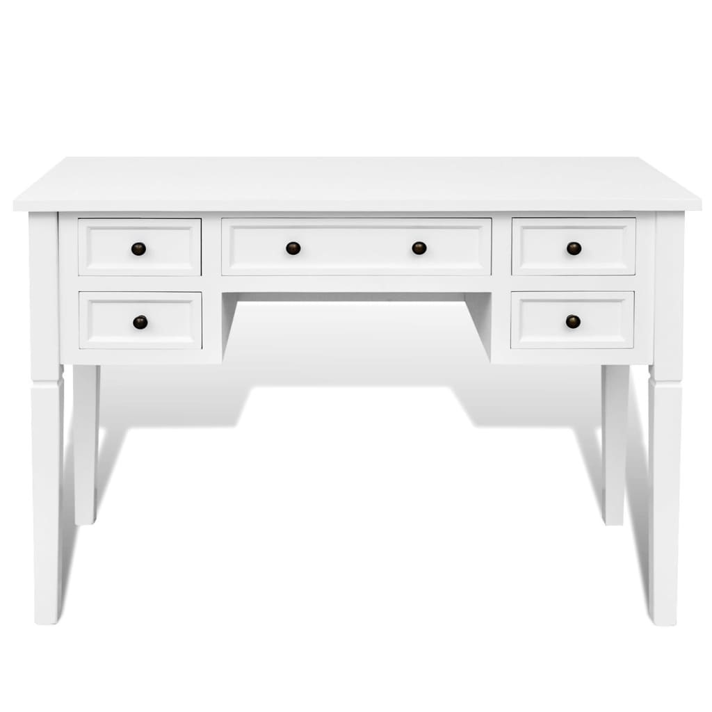 VidaXL Schrijftafel met 5 lades wit