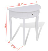 VidaXL Wandtafel met lade halfrond wit