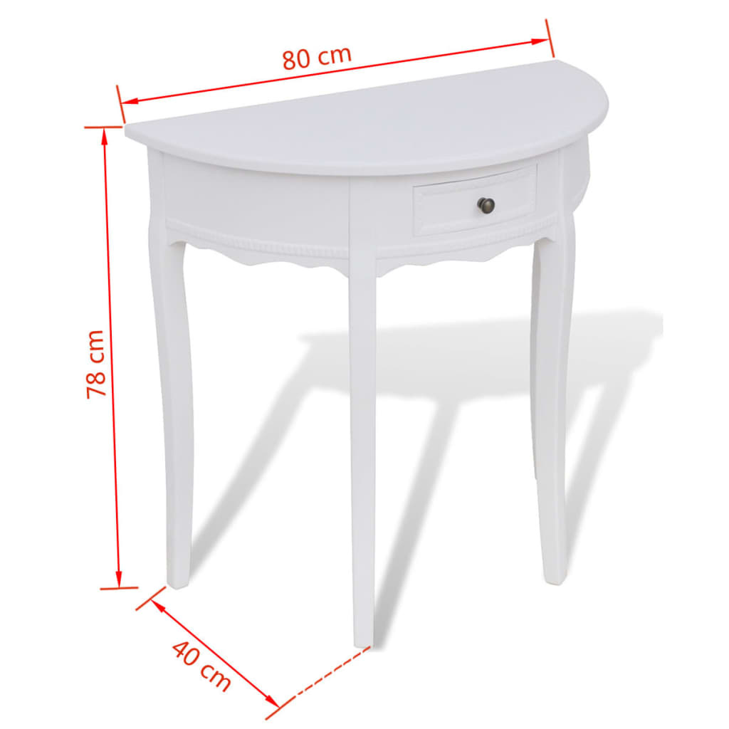 VidaXL Wandtafel met lade halfrond wit