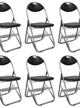 VidaXL Eetkamerstoelen inklapbaar 6 st kunstleer en staal zwart