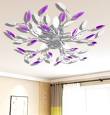 VidaXL Lamp met kristallen bladeren van acryl voor 5x E14 paars en wit