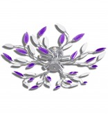 VidaXL Lamp met kristallen bladeren van acryl voor 5x E14 paars en wit