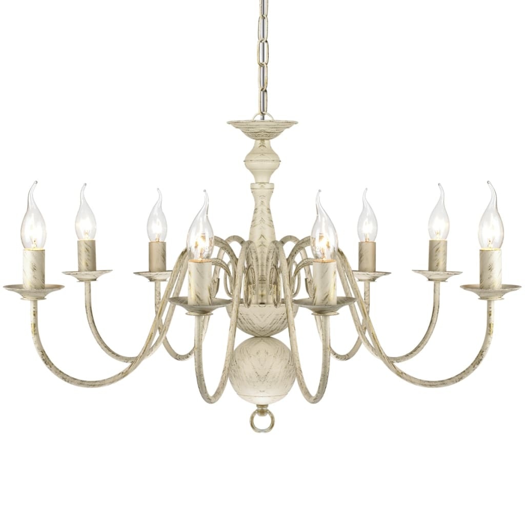 VidaXL Kroonluchter wit metaal 8 x E14 lampen