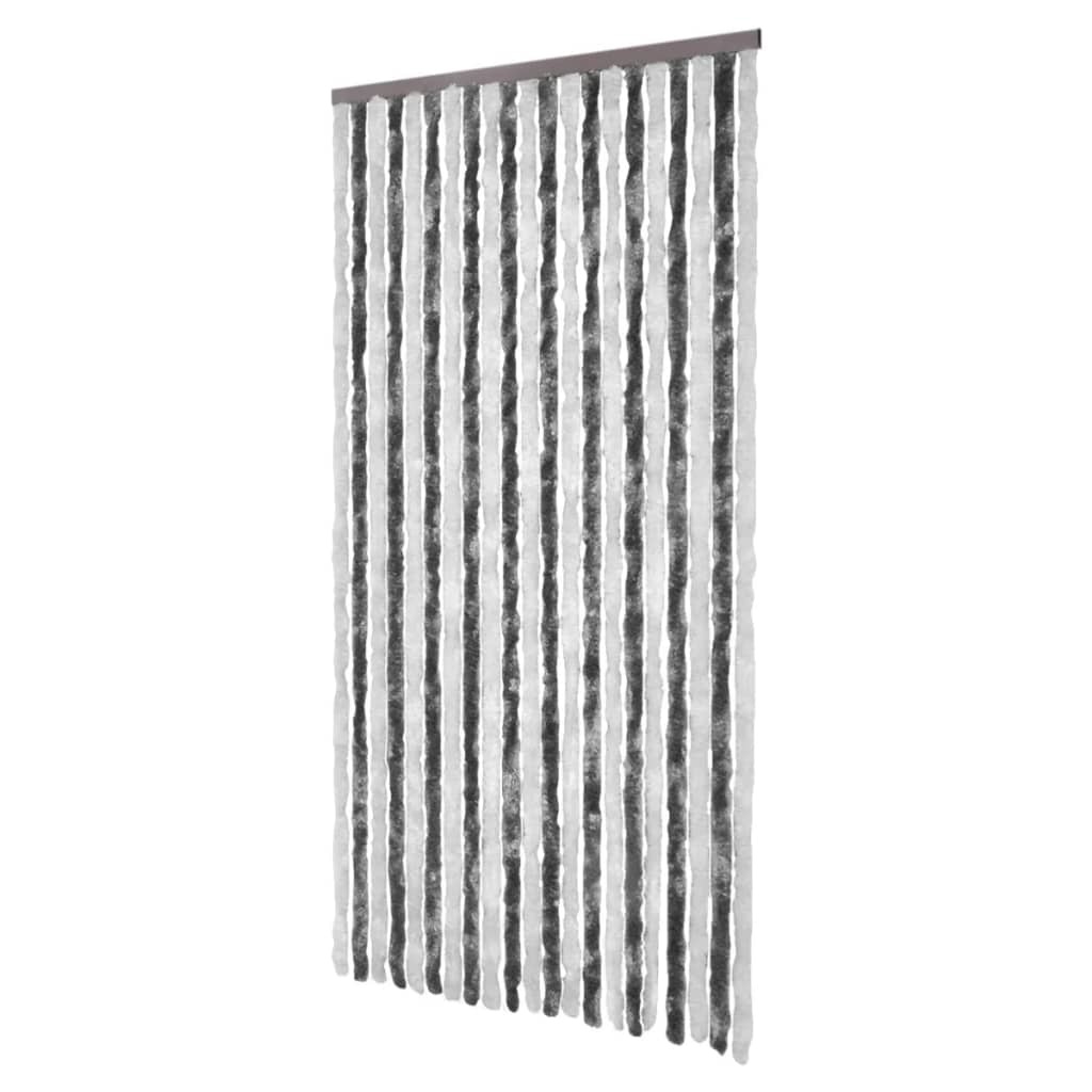 VidaXL Vliegengordijn 100x220 cm chenille grijs en wit