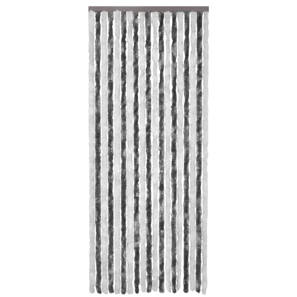 VidaXL Vliegengordijn 90x220 cm chenille grijs en wit