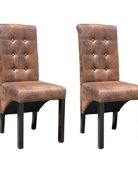 VidaXL Eetkamerstoelen 2 st kunstleer bruin VidaXL Eetkamerstoelen 2 st kunstleer bruin