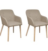 vidaXL Eetkamerstoelen 2 st stof en massief eikenhout beige