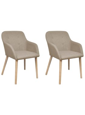 vidaXL Eetkamerstoelen 2 st stof en massief eikenhout beige