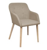 vidaXL Eetkamerstoelen 2 st stof en massief eikenhout beige