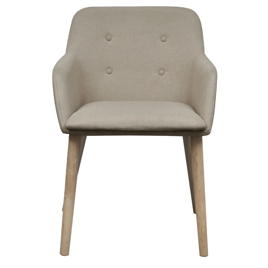 VidaXL Eetkamerstoelen 2 st stof en massief eikenhout beige