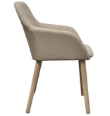 vidaXL Eetkamerstoelen 2 st stof en massief eikenhout beige