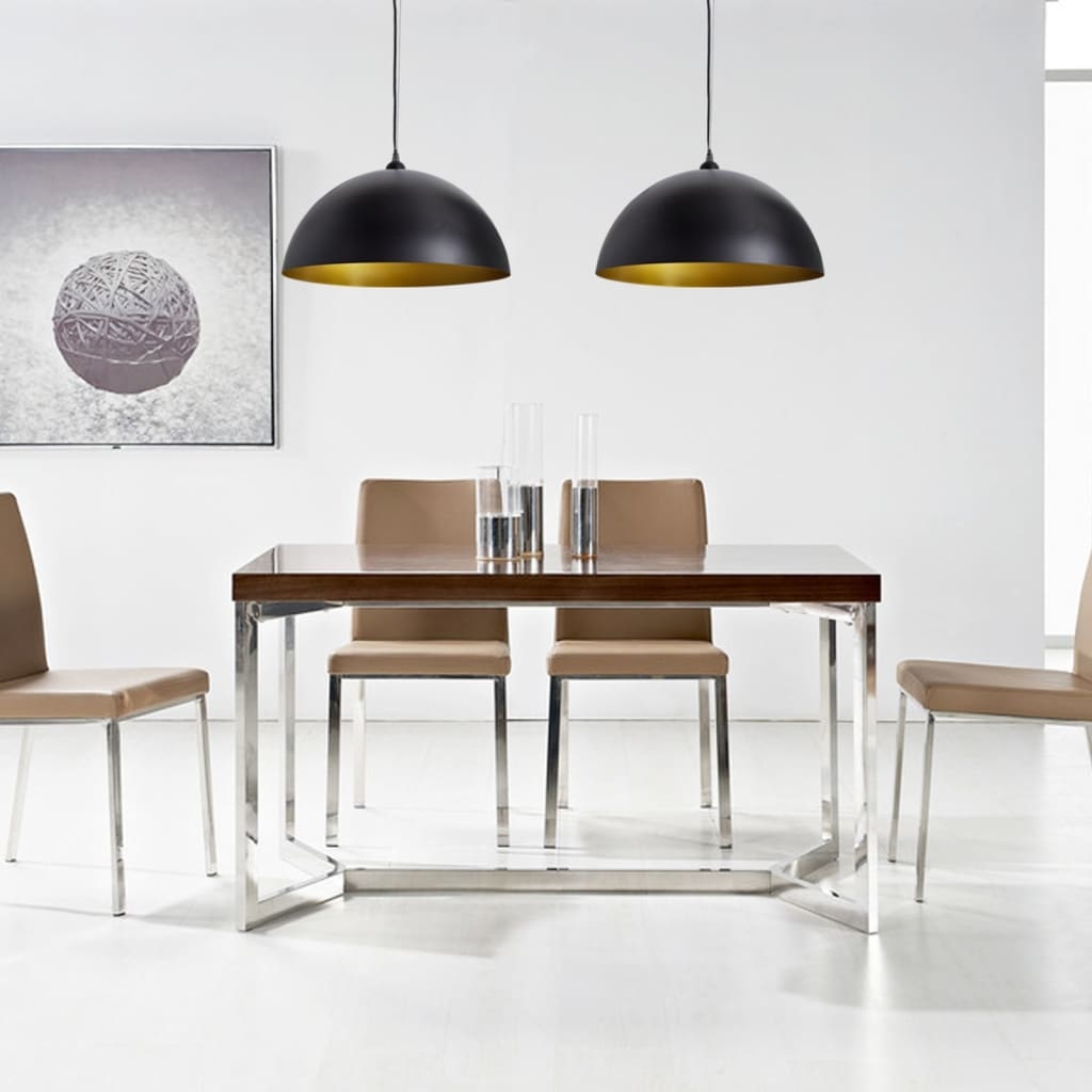 VidaXL Plafondlampen in hoogte verstelbaar halfrond zwart 2 st