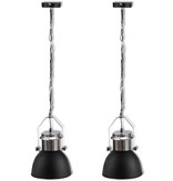 VidaXL Plafondlampen in hoogte verstelbaar modern metaal zwart 2 st