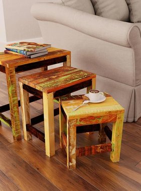 VidaXL Bijzettafeltjesset vintage-stijl gerecycled hout 3-delig