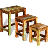 VidaXL Bijzettafeltjesset vintage-stijl gerecycled hout 3-delig