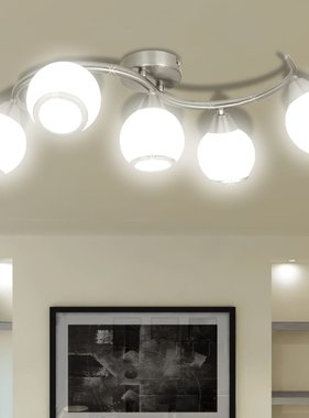 VidaXL Plafondlamp met glazen kappen + golvende rail