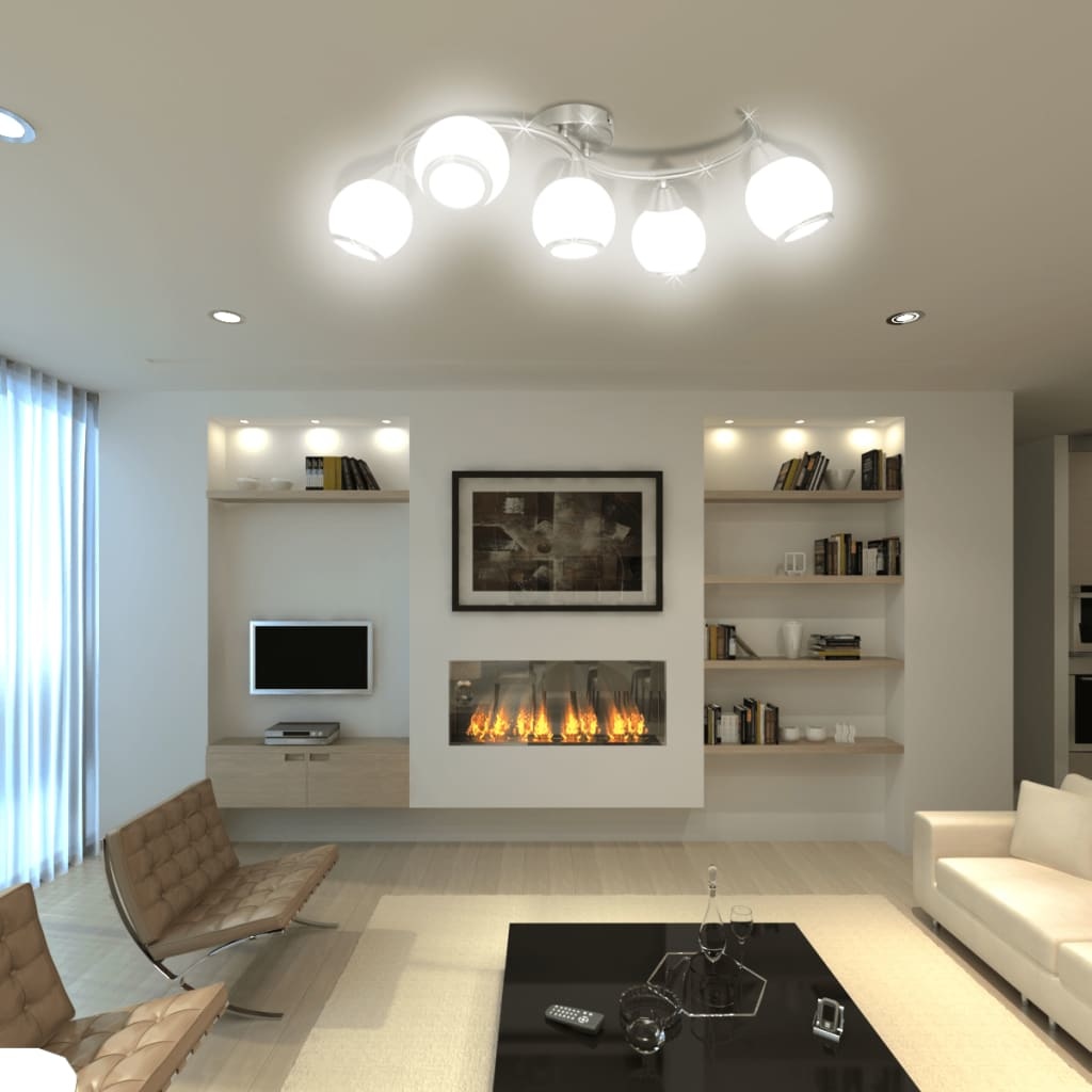 VidaXL Plafondlamp met glazen kappen + golvende rail