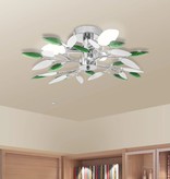 VidaXL Plafondlamp witte en groene acryl kristal bladeren 3xE14