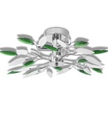 VidaXL Plafondlamp witte en groene acryl kristal bladeren 3xE14