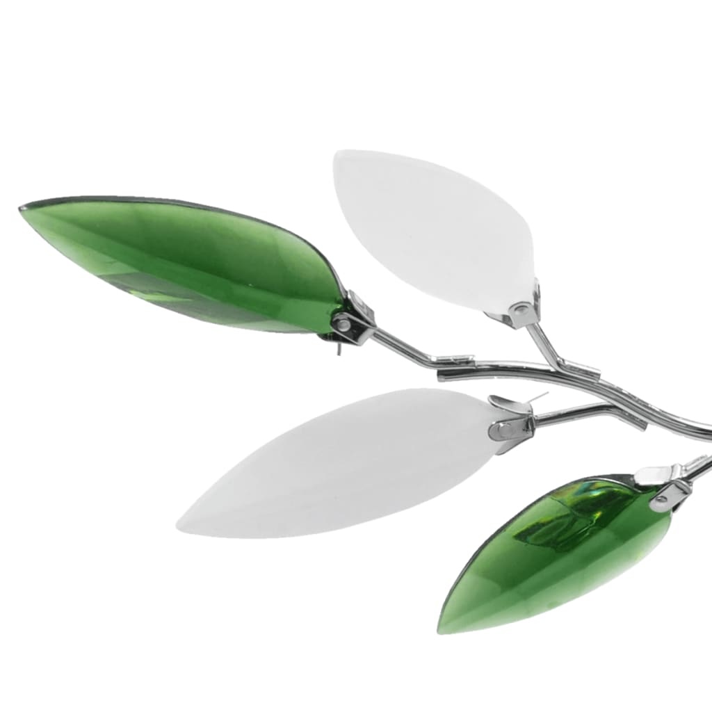 VidaXL Plafondlamp witte en groene acryl kristal bladeren 3xE14