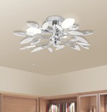 VidaXL Plafondlamp witte en transparante acryl kristal bladeren 3xE14