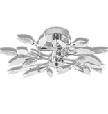 VidaXL Plafondlamp witte en transparante acryl kristal bladeren 3xE14