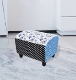 VidaXL Poef met bloemen en stippen blauw en wit