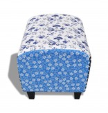 VidaXL Poef met bloemen en stippen blauw en wit
