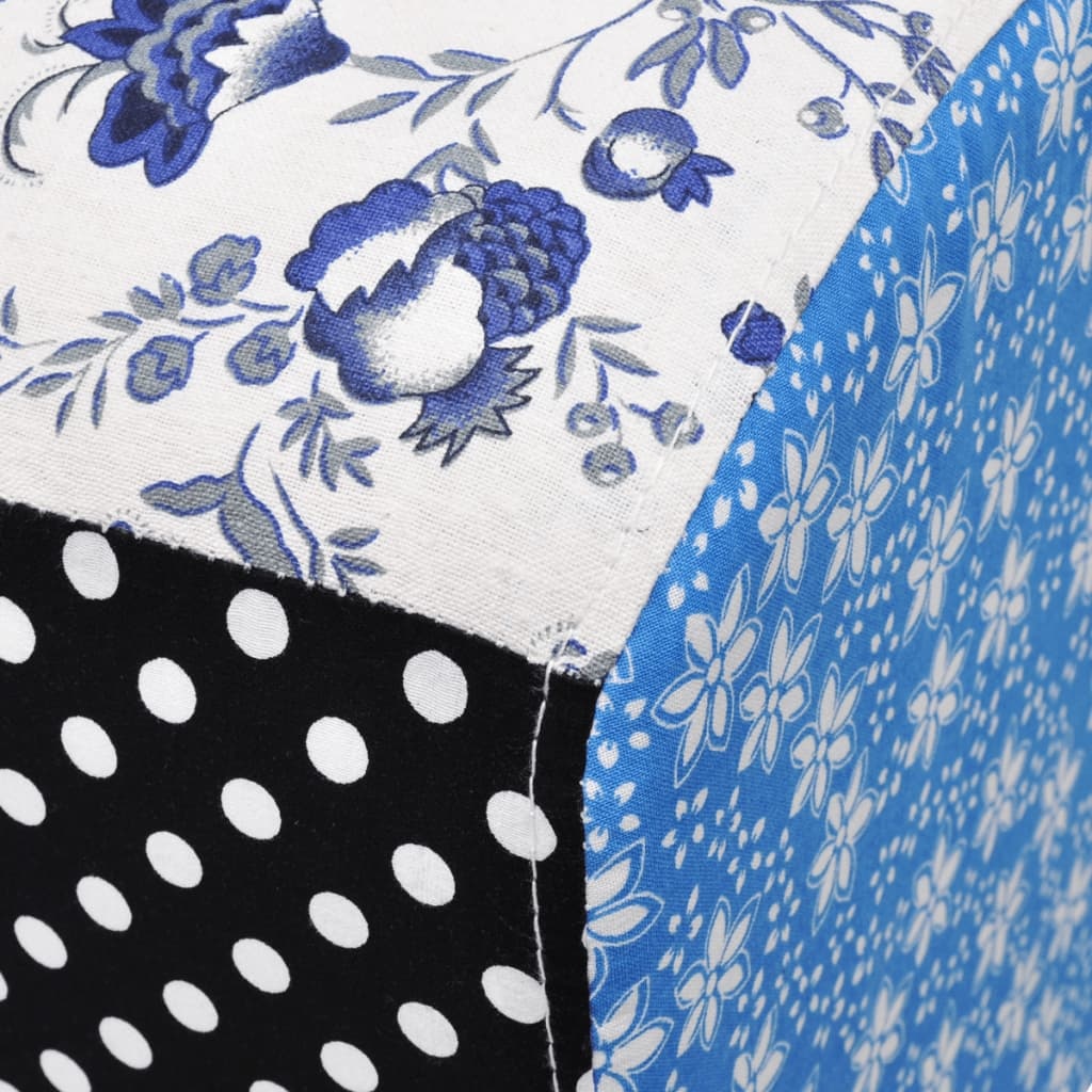 VidaXL Poef met bloemen en stippen blauw en wit