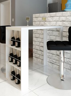 VidaXL Bartafel met wijnrek MDF hoogglans wit