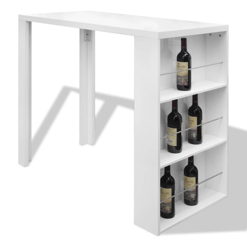 VidaXL Bartafel met wijnrek MDF hoogglans wit