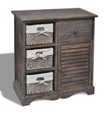 VidaXL Kast met links 3 weefmanden hout bruin