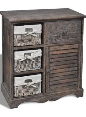 VidaXL Kast met links 3 weefmanden hout bruin