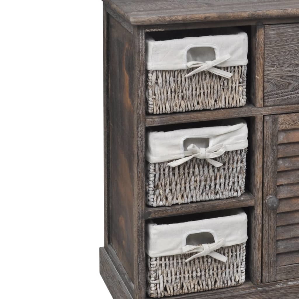 VidaXL Kast met links 3 weefmanden hout bruin