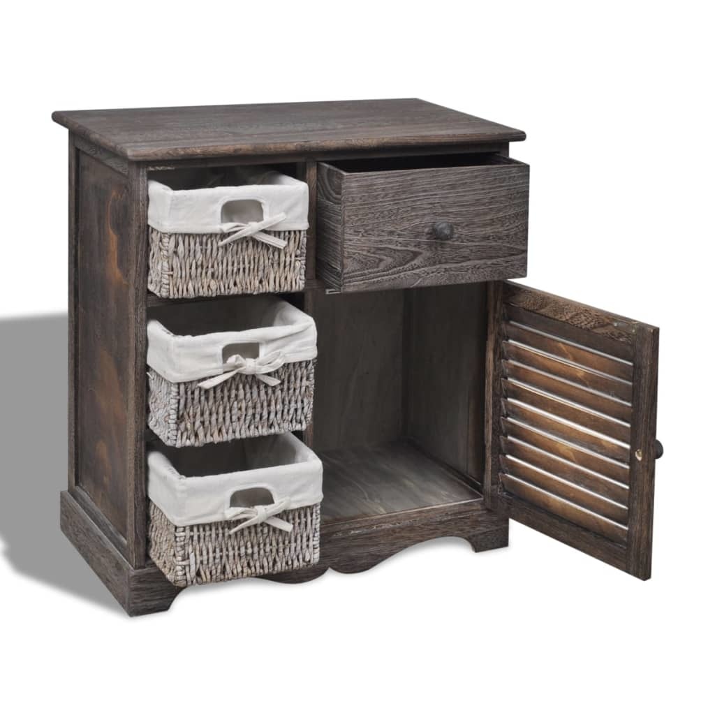 VidaXL Kast met links 3 weefmanden hout bruin