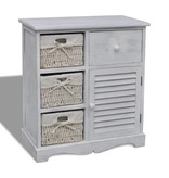 VidaXL Kast met links 3 weefmanden hout wit