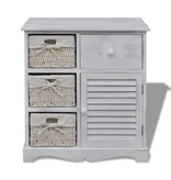 VidaXL Kast met links 3 weefmanden hout wit
