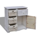 VidaXL Kast met links 3 weefmanden hout wit