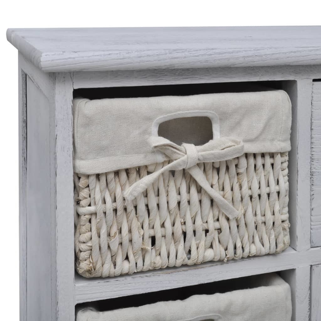 VidaXL Kast met links 3 weefmanden hout wit