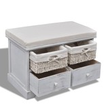 VidaXL Houten opslagbank met 2 lades en 2 manden wit