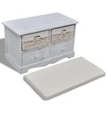 VidaXL Houten opslagbank met 2 lades en 2 manden wit