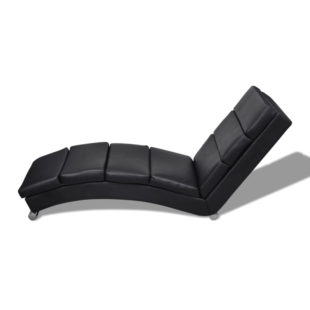 vidaXL Chaise longue kunstleer zwart