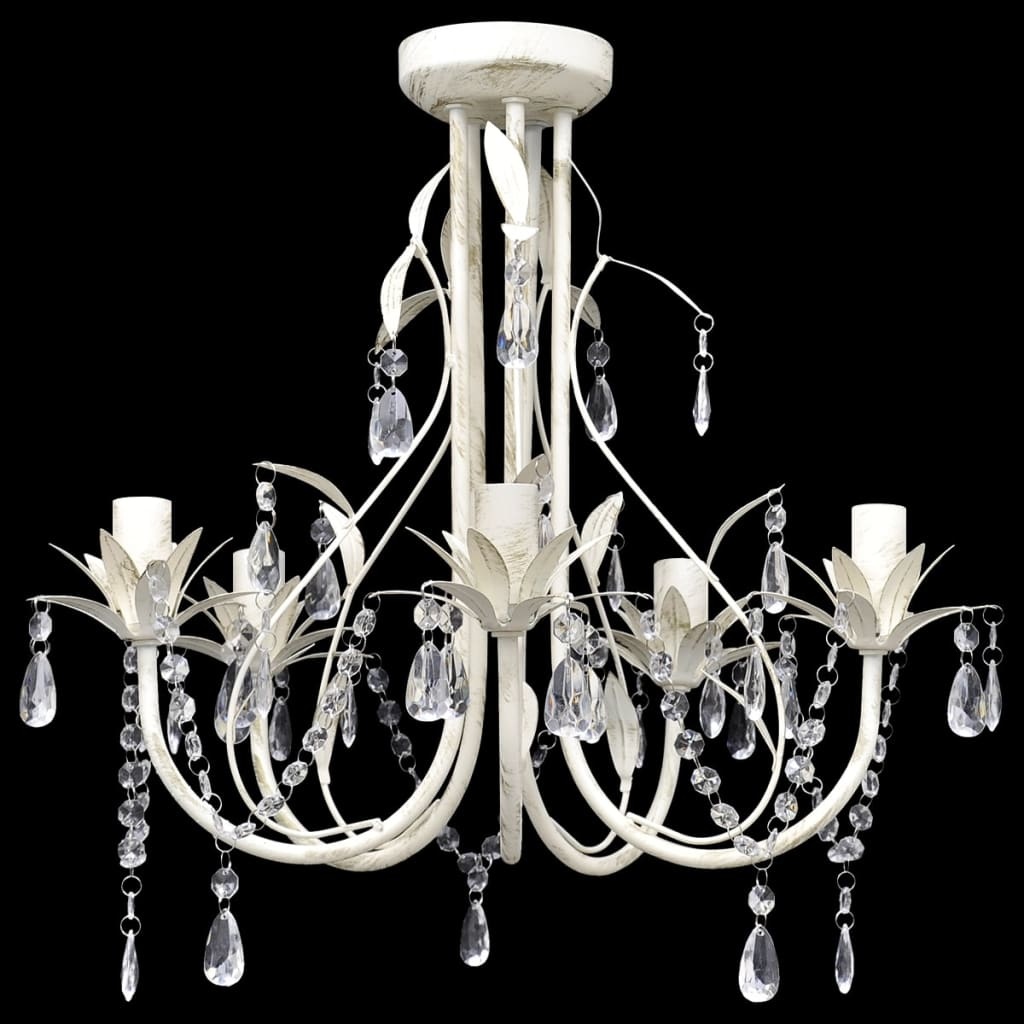 vidaXL Kristallen kroonluchter met wit elegant design (5 lampen)
