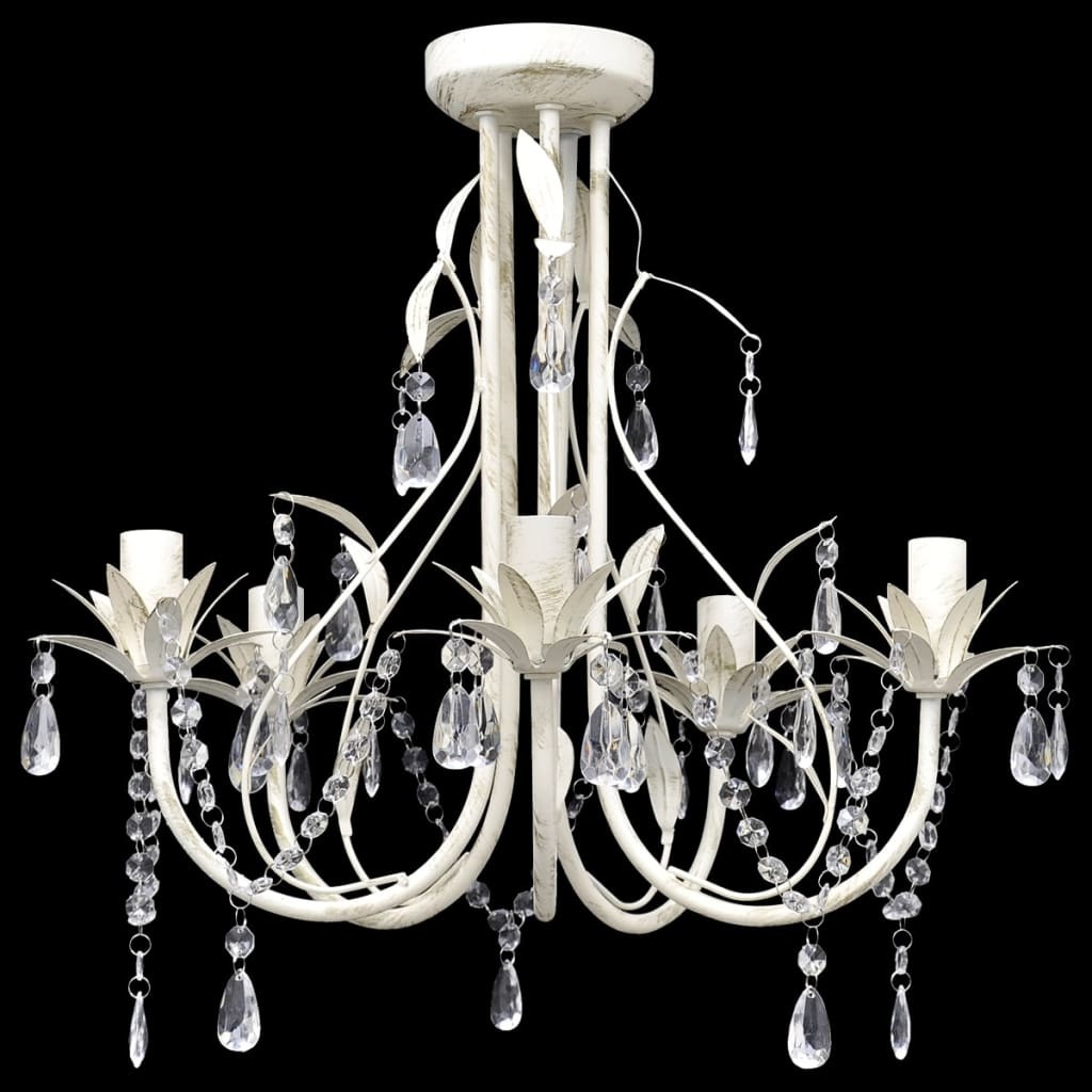 VidaXL Kristallen kroonluchter met wit elegant design (5 lampen)