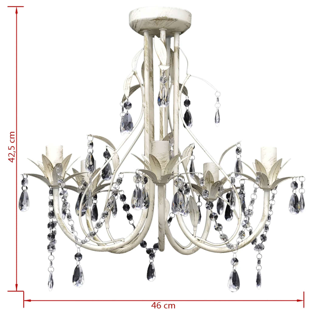 VidaXL Kristallen kroonluchter met wit elegant design (5 lampen)