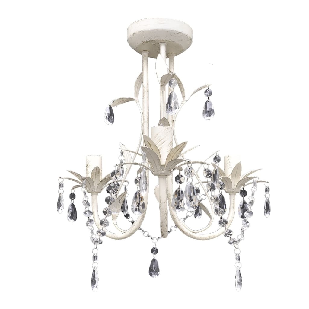VidaXL Kristallen kroonluchter met wit elegant design (3 lampen)