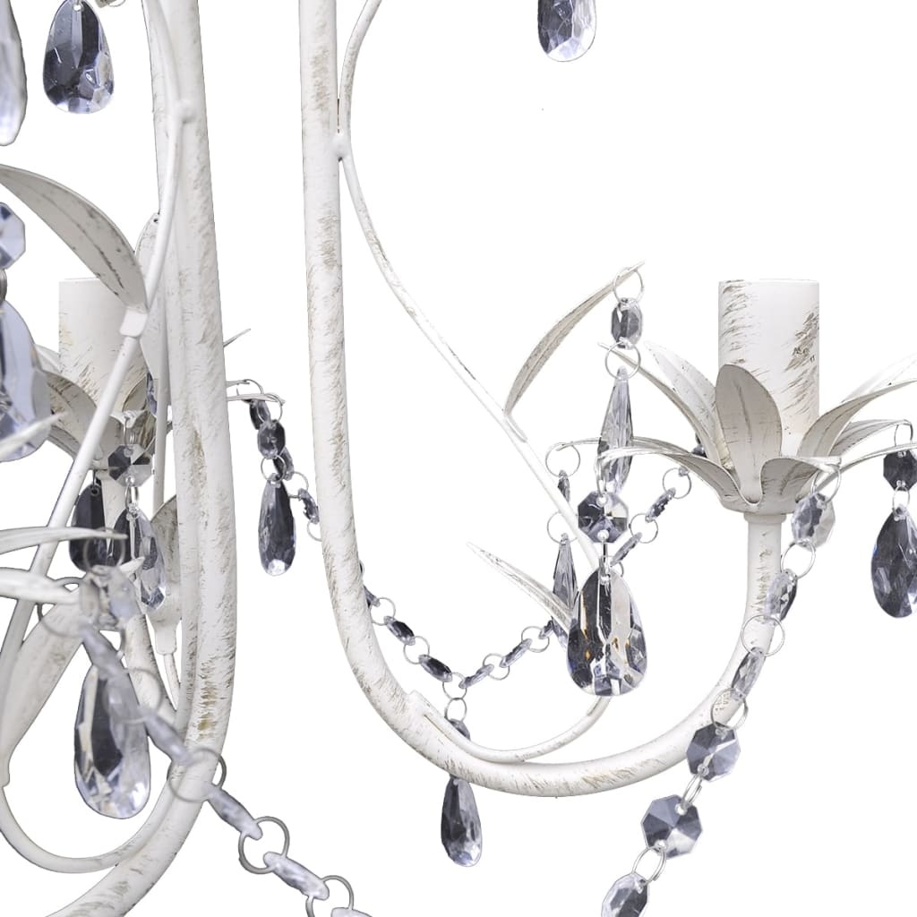 VidaXL Kristallen kroonluchter met wit elegant design (3 lampen)
