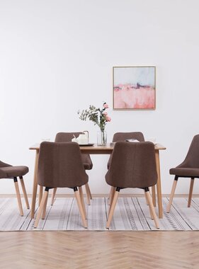 VidaXL Eetkamerstoelen 6 st stof bruin