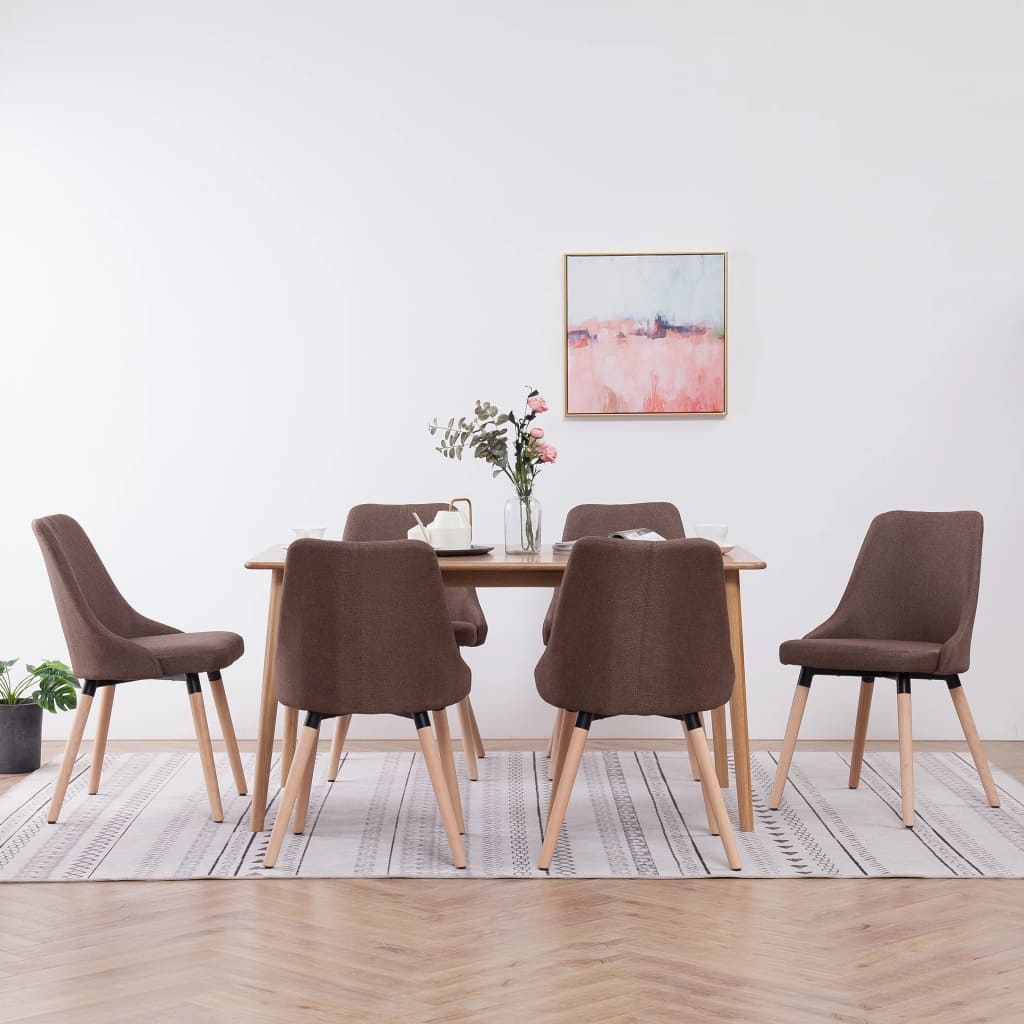 VidaXL Eetkamerstoelen 6 st stof bruin